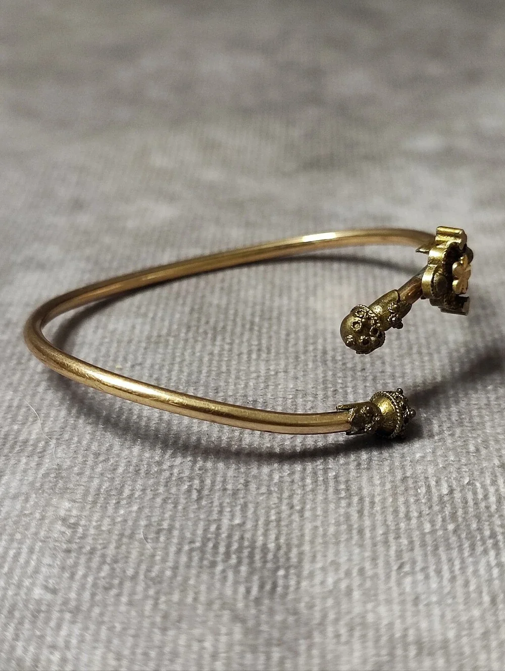 Pulled Pair of Gold Tone Goldtone Victorian Children's Classic Bracelets Vintage